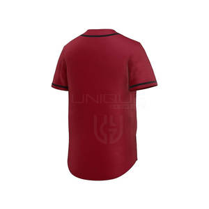 เสื้อเจอร์ซีย์เบสบอลแบบติดกระดุมเสื้อเจอร์ซีย์เบสบอลสีทึบ - Product Image 4