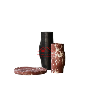 Vase à fleurs en marbre finition noire pour la décoration de la maison, de l'hôtel et des mariages, pot à fleurs en marbre - Product Image 5