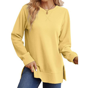 Sudadera de Forro Polar de Manga Larga para Mujer, Estilo Casual, con Abertura Lateral, Impresión de Logotipo Personalizado, Moda Otoño Invierno 2025 - Product Image 1