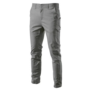 Pantalon droit noir pour homme, pantalon décontracté, taille moyenne, boutons sur le devant, pantalon long pour tous les jours - Product Image 3