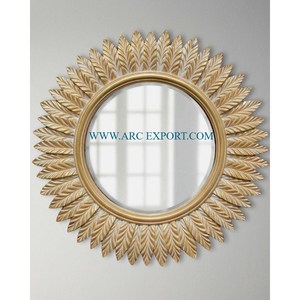 Fabricant de rotin brun couleur fait à la main miroir mural suspendu de grande taille miroir de courtoisie mural écologique de grande taille à vendre - Product Image 2