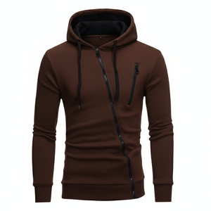 Sweat à capuche en molleton de coton pour hommes, veste à fermeture éclair douce avec fermeture éclair intégrale, logo personnalisé, vêtements décontractés de sport, ensemble de sweat à capuche en gros - Product Image 5