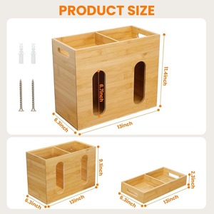 Sac poubelle en bambou 2 en 1 Boîte à mouchoirs en bambou faite à la main Écologique Décoration de maison et de table en gros du Vietnam - Product Image 2