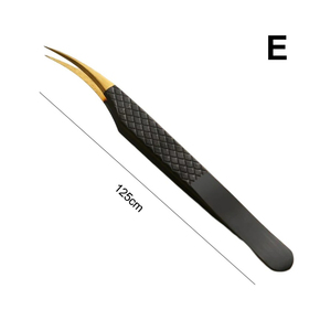 Pinzas de extensión de pestañas de acero inoxidable negro profesional Pinzas de pestañas de punta de fibra de belleza de alta cantidad con etiqueta privada - Product Image 6