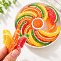 Bonbons gélifiés en gros en forme de tranches de fruits, enrobés de sucre, saveurs orange, citron, pastèque, fruits assortis, gelée molle, en vrac, OEM, marque privée