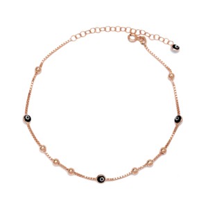 Black Eye Zircon Ball Square Chain <b>Anklet</b> 925 Sterling Silver Handmade Body Jewelry Trendy Fine Elegant Popular Style - Product Image 3