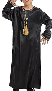 Túnicas Tradicionales para Niños de Alta Calidad, Lisas, en Color Negro, de Seda y Poliéster, Servicios de Fabricación al por Mayor OEM, Túnicas Transpirables - Product Image 4