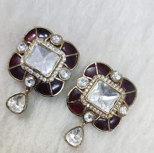 Boucles d'oreilles élégantes Kundan Boucles d'oreilles indiennes ethniques pour filles Boucles d'oreilles pour filles - Product Image 4