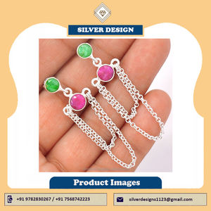 2025 nuevos últimos pendientes hechos a mano de piedras preciosas de rubí y esmeralda de Plata de Ley 925, pendientes Vintage de plata de cristal para proveedor - Product Image 4