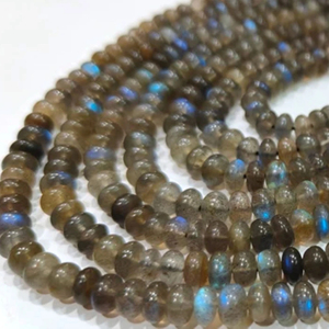 Cuentas de 6-7mm de labradorita llamativa azul natural Rondelle, cuentas lisas que se venden por hebra de 8 pulgadas de largo - Product Image 1
