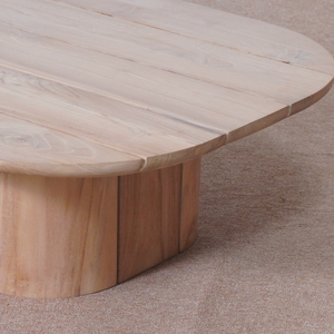 Mesa de centro de madera de teca maciza moderna, muebles de exterior versátiles de forma ovalada para sala de estar o uso en hoteles - Product Image 5
