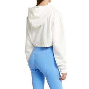 Sweat à capuche en molleton de coton imprimé avec logo personnalisé de haute qualité pour femmes manteau tricoté d'hiver avec haut court de couleur en bloc et logo avant - Product Image 4