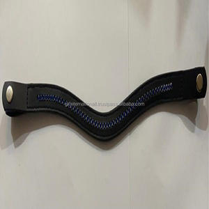 Dernière conception personnalisée 1 rangée de strass bleu foncé diamant bling incrusté canal vide bande de sourcil de cheval en cuir noir toutes tailles - Product Image 4