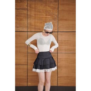 Jupe en satin à pois avec détails en dentelle - [object Object] - Product Image 5