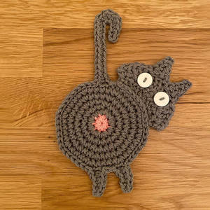 Crochet Cute Cartoon Spot Cat Butt <b>Coasters</b> Fabric Knitted <b>Coasters</b> for Home Dining Table Modern Minimalist Design - Product Image 1