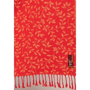 Écharpe en laine rouge pour femme, ensemble écharpe, gants et chapeau, design floral - Product Image 5