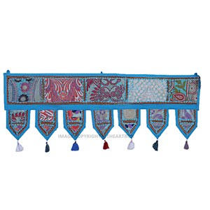 Vente en gros Porte murale faite à la main Porte fenêtre suspendue Banjara Vintage Broderie Ethnique Patchwork Porte Toran Bandhanwar Valance - Product Image 1