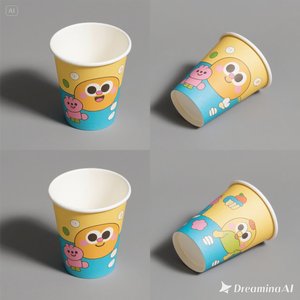 Vaso de papel ecológico 12 oz dibujos animados diseño impreso 100 paquetes desechables y elegantes - Product Image 6