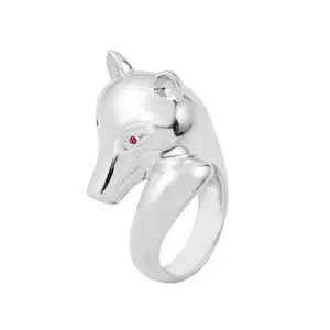 Suppliers wholesale 925 sterling silver pink CZ gemstone animal shape ring fashion women men's gift jewelry