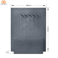 Fontaine murale cascade rectangulaire moderne haut de gamme en aluminium noir à 5 becs, résistante aux intempéries, installation facile, pour jardin extérieur