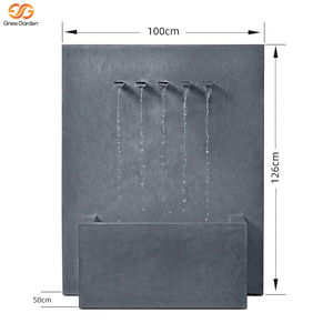 Fontaine murale cascade rectangulaire moderne haut de gamme en métal noir à 5 becs pour jardin extérieur - Product Image 4