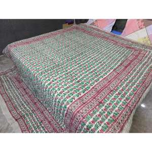 Edredón de algodón rajai jaipuri sanganeri rajai bloque hecho a mano impreso invierno manta cálida exportación fabricante - Product Image 2