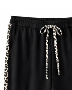 <b>White</b> Zip Up <b>Hoodie</b> And Black Jogger Pants Set Women Leopard Trim Fleece Tracksuit Casual Streetwear Outfit - Product Image 5