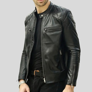 Haute qualité personnalisé luxe Animal vache imprimé peau de vache fermeture éclair Bomber course moto motard hommes vestes en cuir - Product Image 1