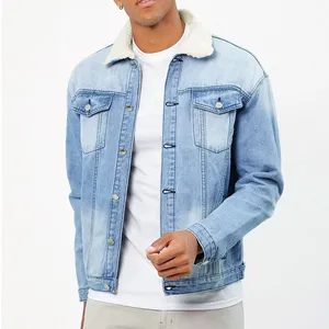 2024 Factory Price Direct Supplier Wholesale Customized 100% High Quality Men's Denim Jackets With White Fur Collar OEM