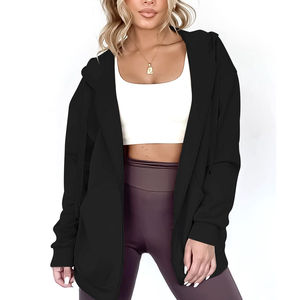 Sweat à capuche vintage délavé pour filles, polaire épais, streetwear d'hiver, surdimensionné, écologique, fermeture éclair intégrale, sweat à capuche pour femmes - Product Image 4