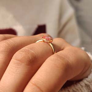 Bague de fiançailles solitaire pour femme en or jaune 10 carats, diamant taille rose, clarté VS, certifiée IGI, plaquée rhodium, Fine Promises - Product Image 3