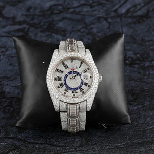Montre automatique de luxe en acier inoxydable, sertie de diamants et de moissanite, mouvement suisse, résistante à l'eau, pour la vente en gros aux entreprises - Product Image 1