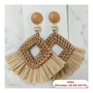 Joyería de ratán bohemio, pendientes de venta superior, precio competitivo, 99 DATOS de oro, pendientes de ratán de alta calidad, Estilo Hawaiano - Product Image 4