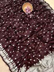 Fancy Trending Ropa étnica de moda Blusa de Sari de algodón Banarasi puro suave de alta calidad con trabajo de tejido Zari a la venta - Product Image 2