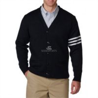 Cárdigan de Hombre con Botones, Negro con Rayas Laterales, Suéteres de Punto, Cárdigans para Hombre