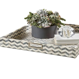 Excelente artesanía, diseño inspirado en el hueso, madera Natural Rectangular, decoración del hogar, bandeja para servir, Chipset, incrustaciones de resina, diseño elegante - Product Image 1