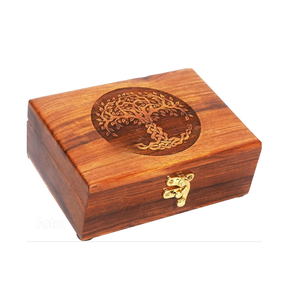 Urna de madera hecha a mano de palisandro Árbol de la vida grabado joyero tallado a mano para mujeres-hombres joya | Acentos de decoración del hogar - Product Image 3