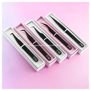 Pince à épiler professionnelle pour extensions de cils à pointe en fibre, courbée, de précision, pour rehaussement de cils, teinture et nettoyage, avec poignée antidérapante en fibre, pour artiste en cils - Product Image 1