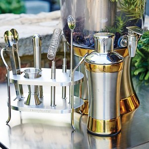 Ensemble d'outils de bar en acier inoxydable noir moderne avec support, kit de fabrication de cocktails professionnel, durable, élégant, essentiel pour le bar à domicile - Product Image 5