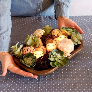 Grands bols à pâte en bois faits à la main de style Vintage, bols de prière rectangulaires bols à pâte décoratifs pour la fabrication de bougies - Product Image 4