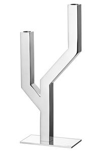 Bougeoir géométrique en métal argenté de luxe, candélabre à 4 bras, centre de table haut de gamme pour mariage, décoration d'intérieur, style d'art abstrait poli - Product Image 4