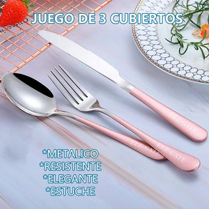 Set di posate portatile in acciaio inossidabile da 3 pezzi per avventure all'aperto - Product Image 6