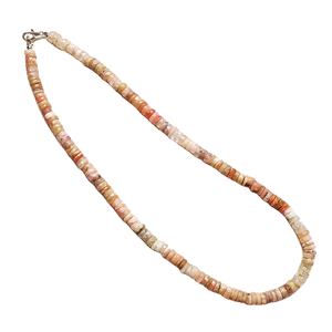 Collier de perles de pierres précieuses Heishi à facettes en opale rose naturelle Collier de perles d'opale fait à la main avec fermoir en argent sterling 925 en vrac - Product Image 1