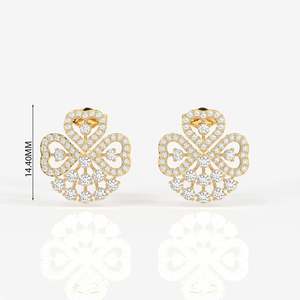 ต่างหูเงินแท้ประดับมอยส์ซาไนต์รูปโคลเวอร์ สำหรับงานแต่งงาน - Product Image 4