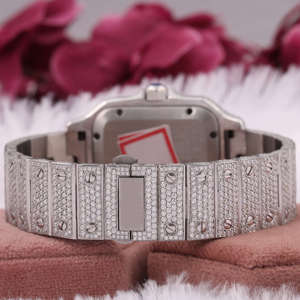 Superbe personnalisé entièrement glacé rond Moissanite diamant classique Date cadran chiffres arabes caractéristiques montre diamant - Product Image 3