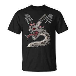 T-shirt Knife Collector Snake nera, maglietta grafica unisex per adulti - Product Image 1