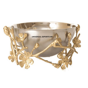 Cuenco de chocolate plateado de metal con soporte dorado Cuenco dulce hecho a mano de calidad superior Cuenco de chocolate nuevo de lujo al por mayor más vendido - Product Image 1