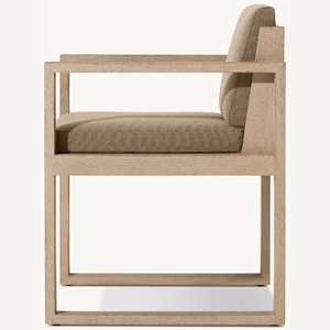 Chaise individuelle en teck robuste et durable pour l'extérieur, équipée d'un coussin en mousse souple pour s'asseoir. - Product Image 4