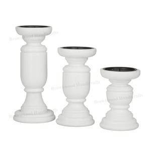 White Color Antique Design Wooden <b>Candle</b> Holder <b>Set</b> of 3 Luxury Decor for Wedding Christmas and Home Votive <b>Candle</b> Stand - Product Image 1