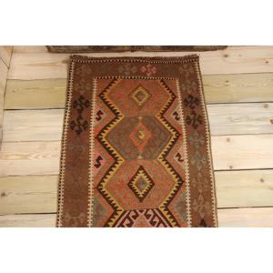 พรมวินเทจสไตล์ตุรกี ขนาด 1.9x3.6 ฟุต ลายต้นไม้และพืชสีน้ำตาลขนาดเล็ก - Product Image 3